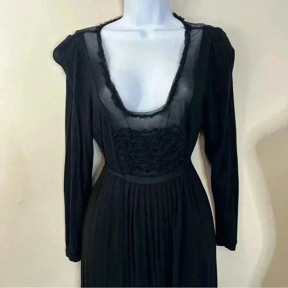 Vintage Armani Black Mesh Midi Dress Size 6 Gothic Romantic Witchy Romantic Goth - Picture 15 of 16
